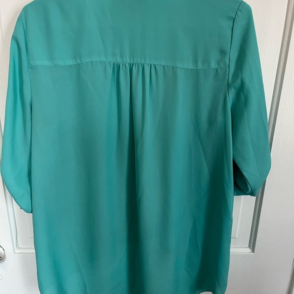 Alfani Teal Flowy V-Neck Blouse Women's 12 petite - Picture 2 of 6